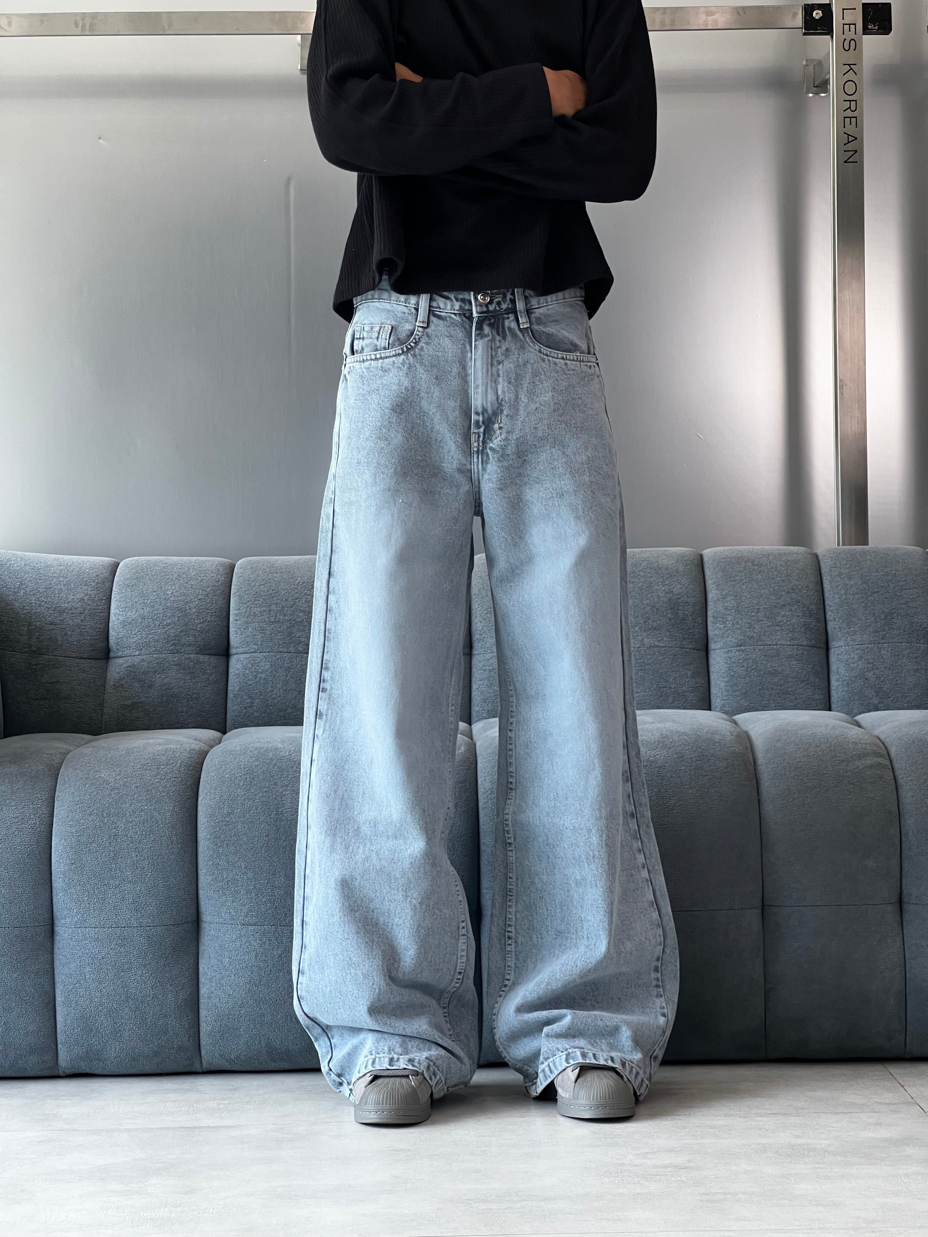 Icy Light Blue Wide Leg Jeans