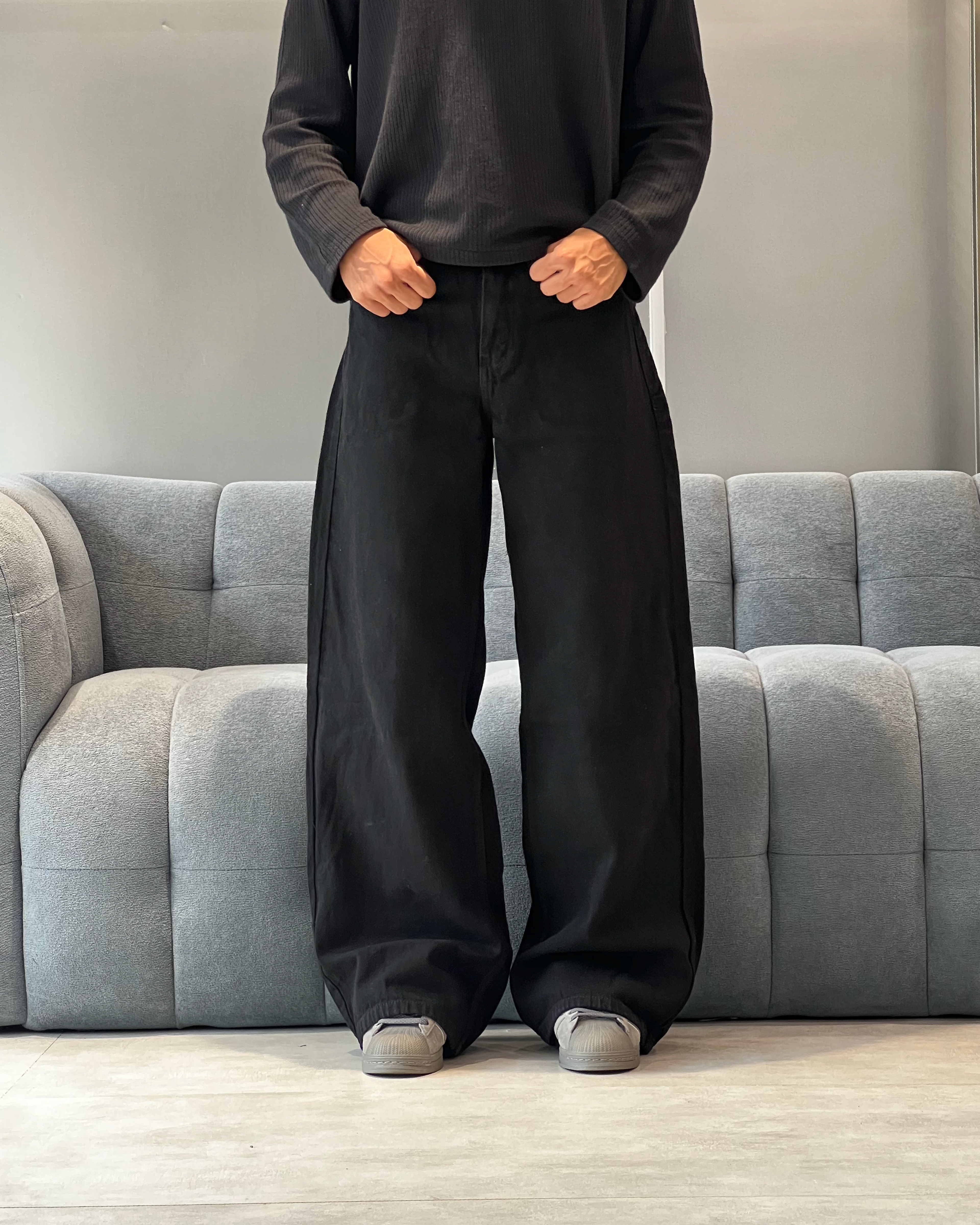Jet Black Wide Leg Jeans