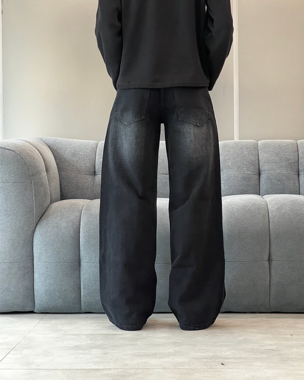 Washed Black Wide Leg Jeans