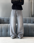 Washed Grey Wide Leg Jeans