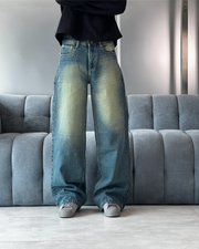 Vintage Blue Baggy Wide Leg Jeans