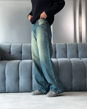 Vintage Blue Baggy Wide Leg Jeans