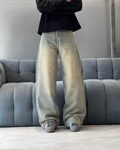 Washed Taupe Wide Leg Jeans