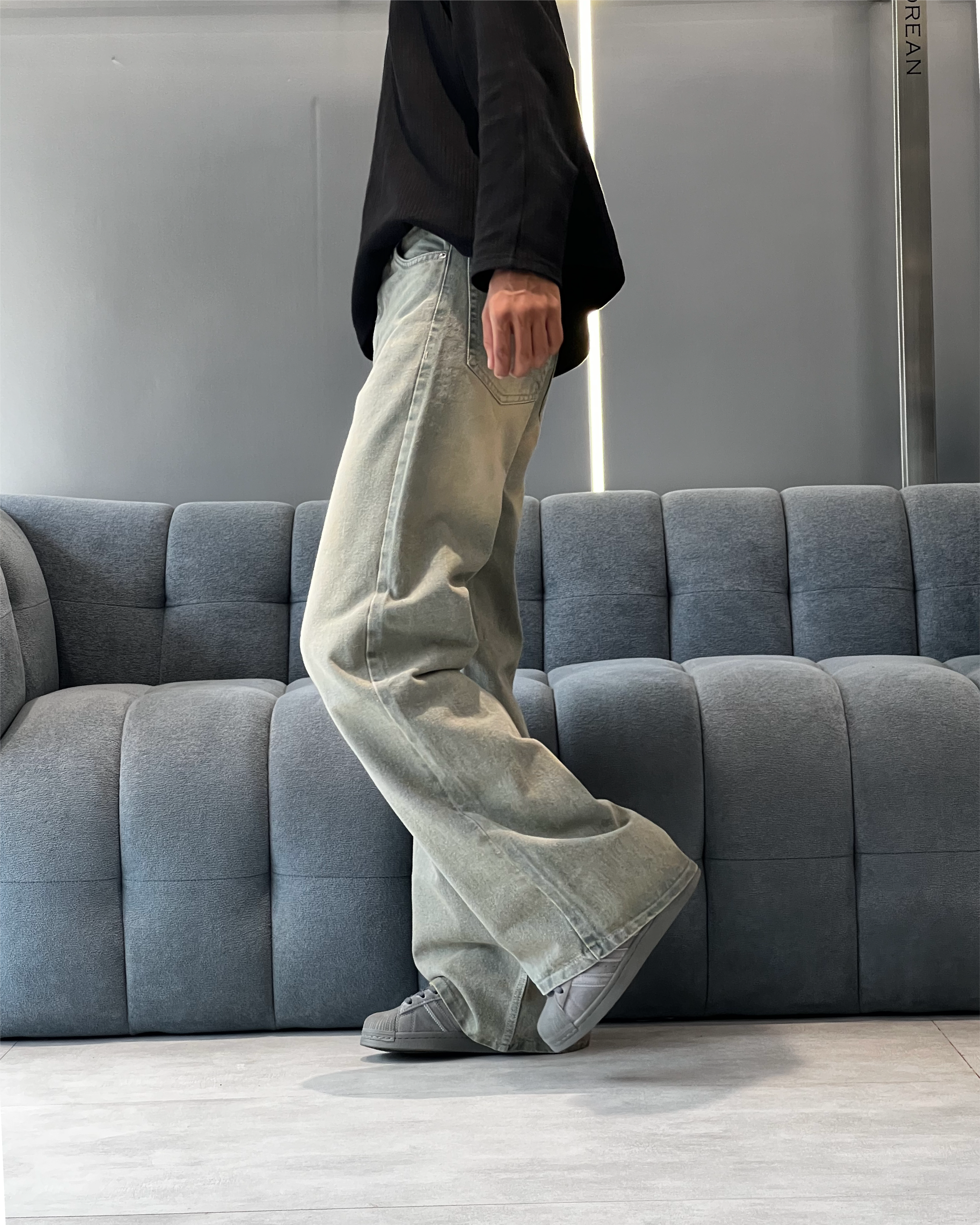 Washed Taupe Wide Leg Jeans