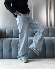 Icy Light Blue Wide Leg Jeans