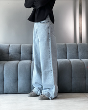 Icy Light Blue Wide Leg Jeans
